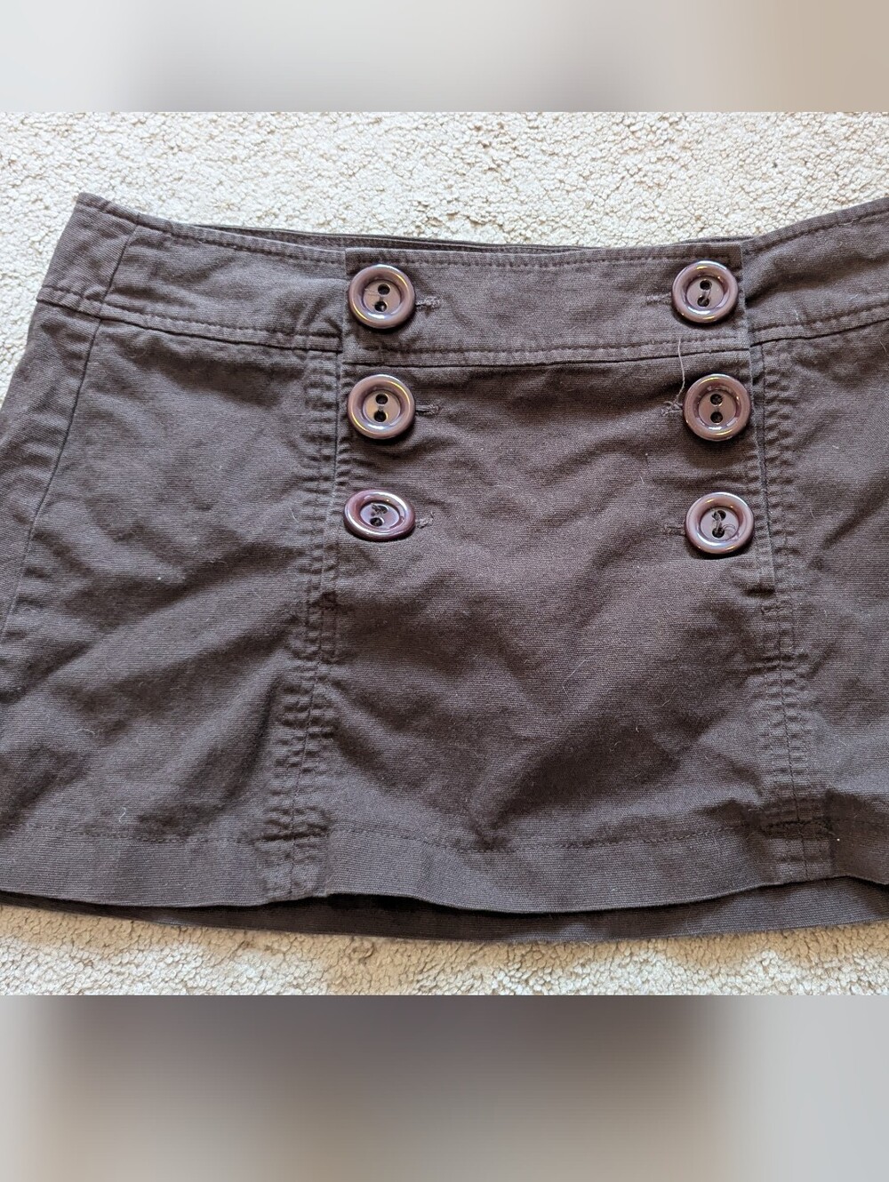 Brown Mini Skirt with Front Buttons